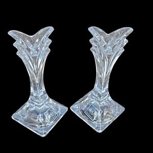 Mikasa Deco Crystal Candleholder, Slovenia, 5 1/2" pair